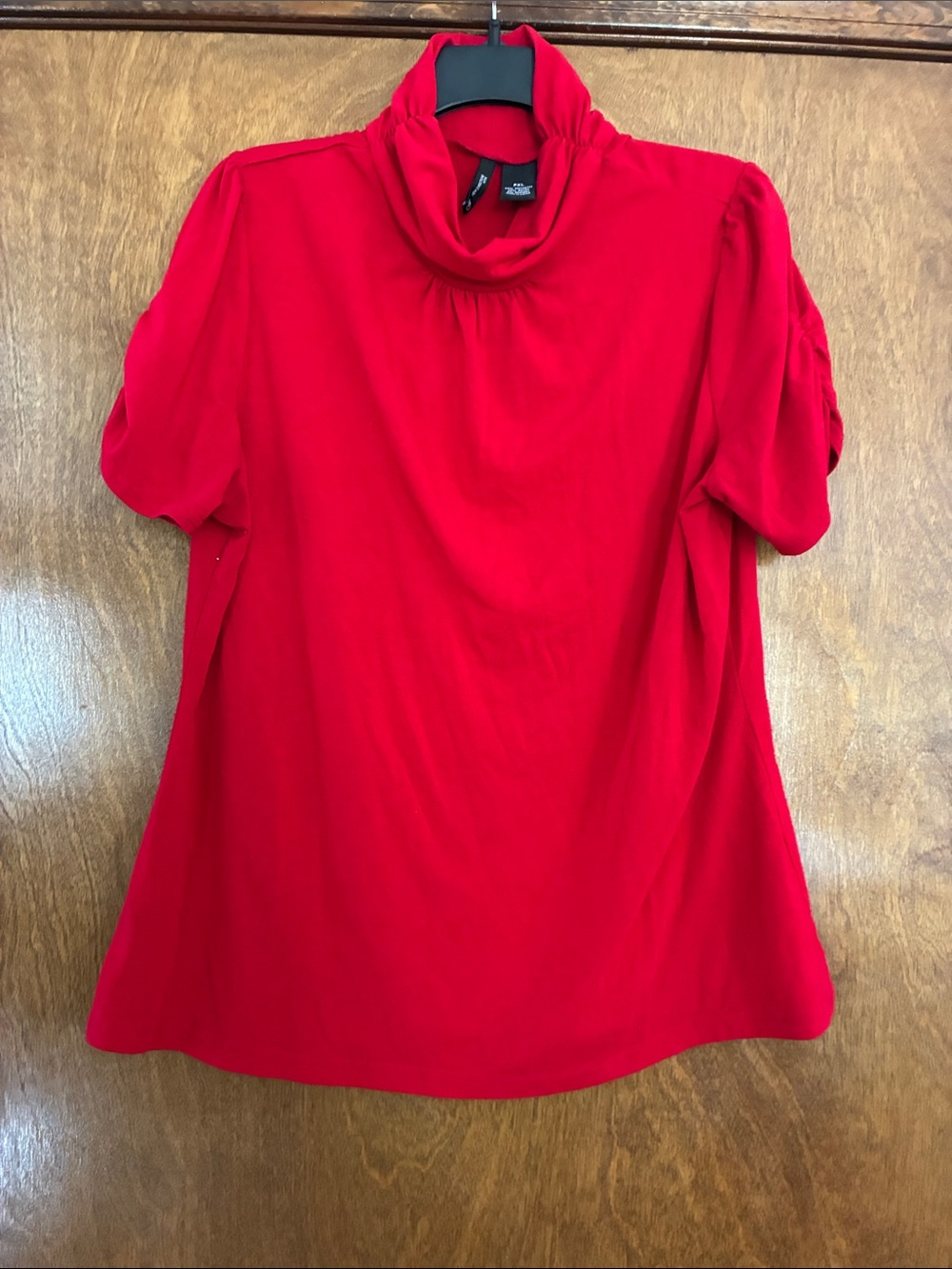 new directions Red Mock Turtleneck Short Sleeve Women's Top Size Petite XL